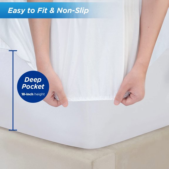 Waterproof Mattress Protector, King Size Terry Cotton Mattress Pad Cover Breathable Deep Pocket Fitted Sheet Style 78"x80" +18 Inch Pocket