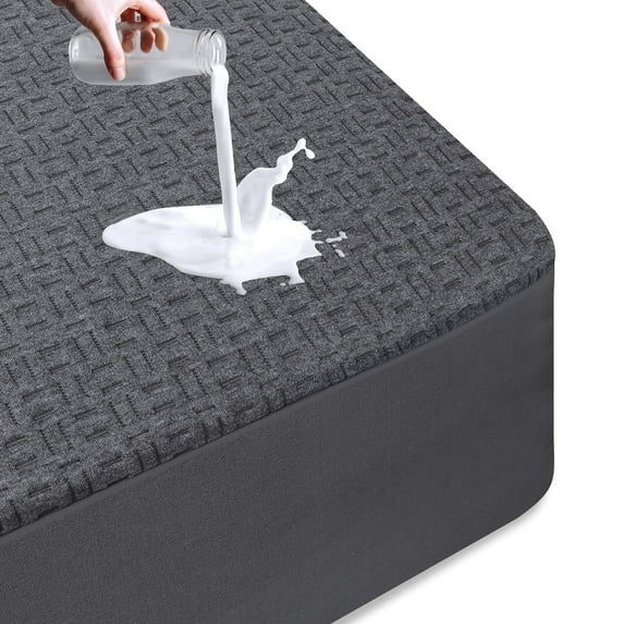 Waterproof Mattress Protector Queen, 3D Breathable Viscose from Bamboo Mattress Pad, Soft Noiseless Mattress Cover Bed Cover Fitted 8''-21'' Deep Pocket, Machine Washable, Grey