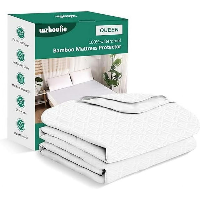 Waterproof Mattress Protector, Queen Size Bamboo Cover with Ultra