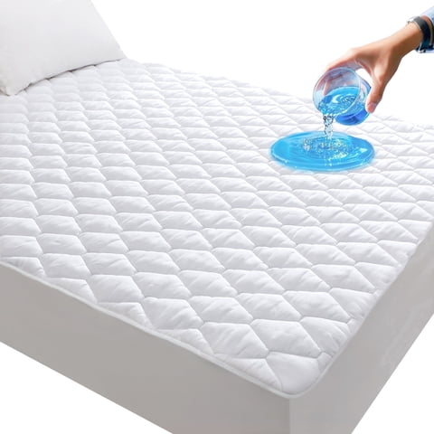 AGALI Waterproof Cooling Mattress Protector, Queen Size Bed Cover with 3D Air Fabric, Fits 6''-18'' Deep Pocket