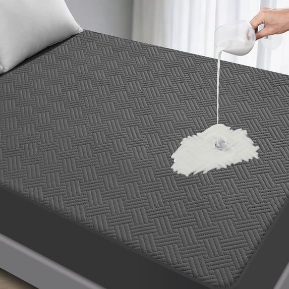 Waterproof Mattress Protector Queen Size - Breathable, Noiseless, Ultra-Soft Bed Cover, Mattress Pad Cover with Deep Stretchable Pockets 8"-21" (Gray)