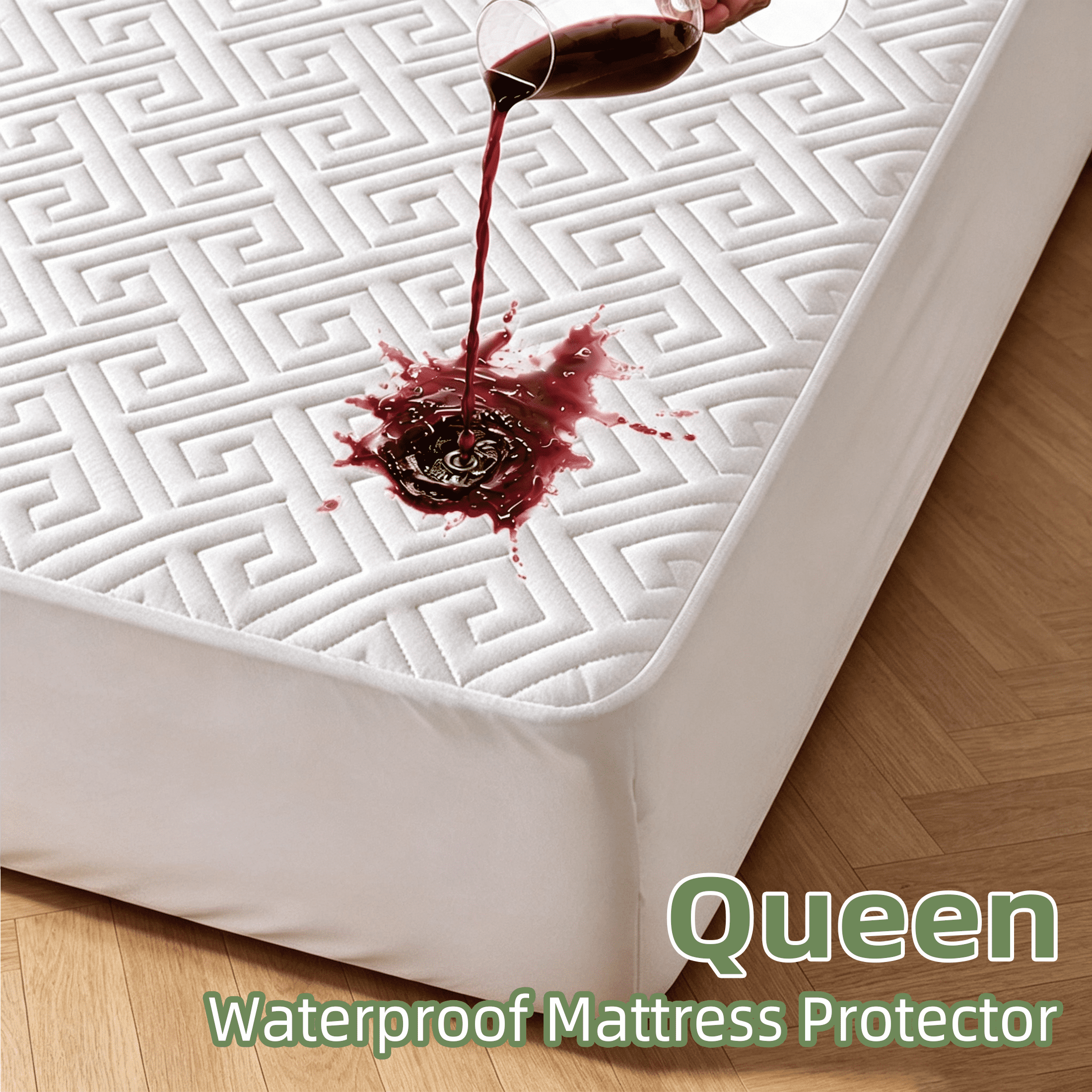 CISILOV Queen Waterproof Mattress Protector, Deep Pocket Breathable TPU Mattress Cover, Machine Washable Mattress Pad for Queen Bed