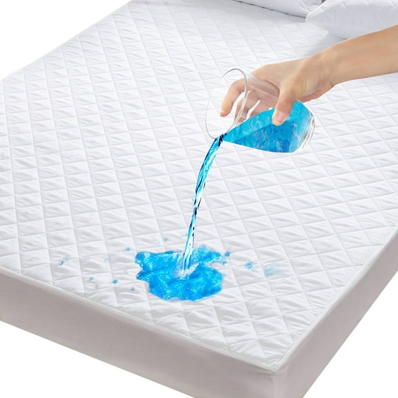 Waterproof Mattress Protector, Twin Size Cooling Bed Mattress Pad Cover With Deep Pocket, Soft Breathable Bed Cover Noiseless Washable