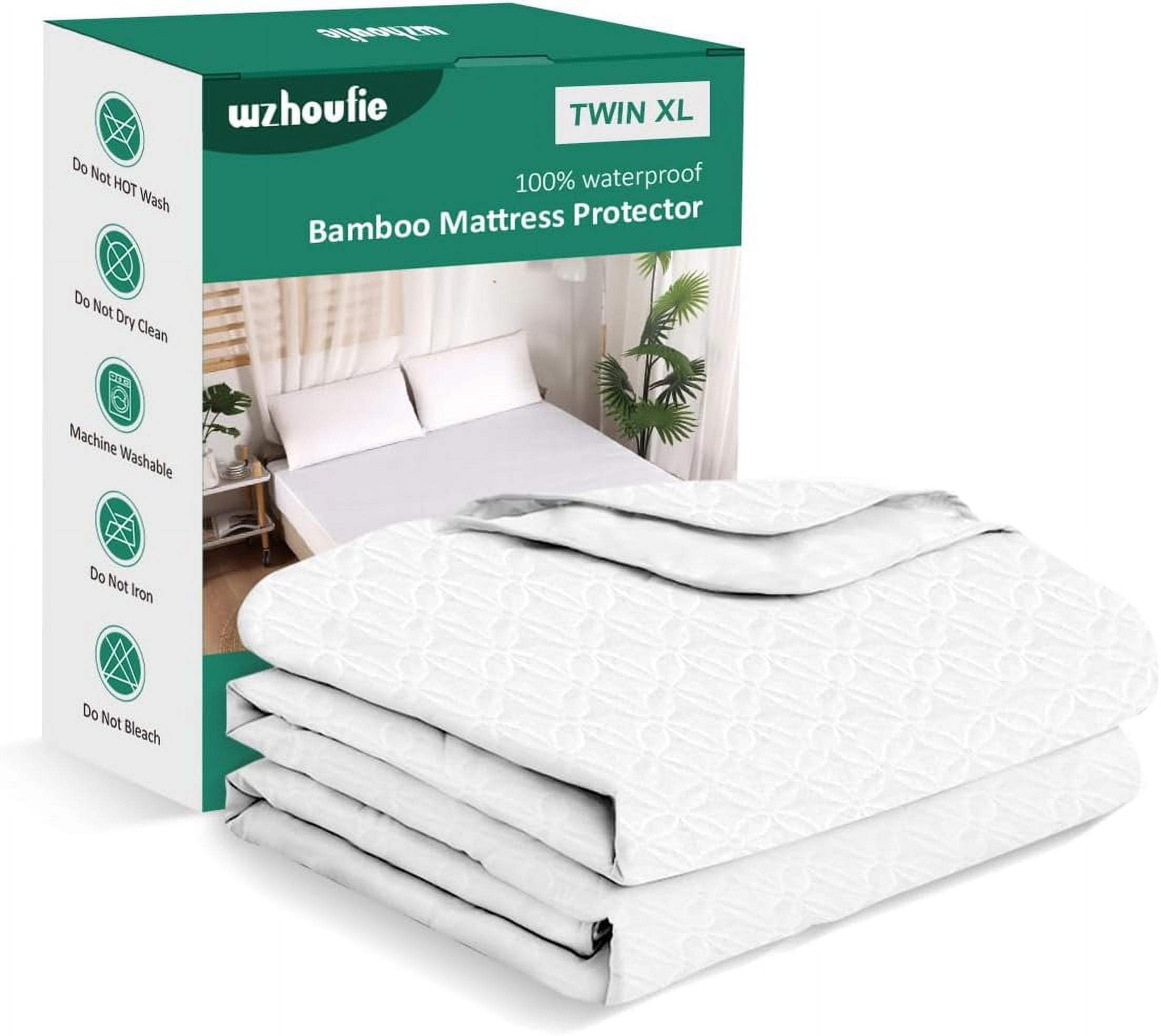 Waterproof Mattress Protector Twin XL, Bamboo Mattress Cover Ultra Soft