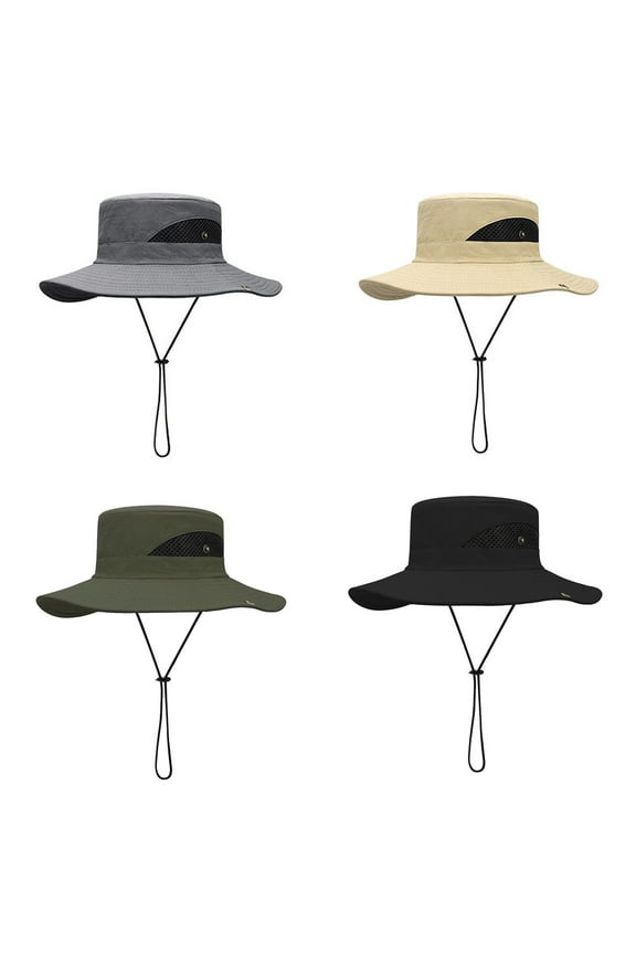 Waterproof Men Hat Big Hat Brim 360 Degree Shading Multifunctional Breathable UV-proof Bucket Camping Cap for D