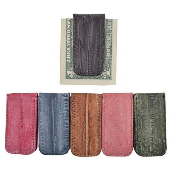 Waterproof Men's Eel Skin Large Magnetic Money Clip by Marshal (Black)
