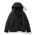 thumbnail image 1 of Waterproof Men's and Big Men's Jacket Black Plain Hood Rain Jacket Lightweight Zip Up Unisex Windproof Mens Clothing, 1 of 3