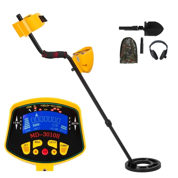 Waterproof Metal Detector, LCD Display Underwater Underground Detector with Headphone, Yellow