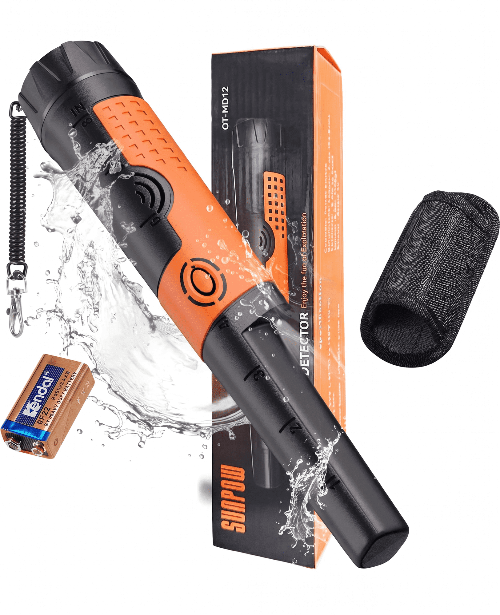 Waterproof Metal Detector Pinpointer for Adults & Kids, 360° High Sensitivity Handheld Metal Detector Wand, Pinpointer Metal Detector
