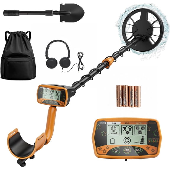 Waterproof Metal Detector for Adults - High Accuracy Gold Finder with LCD Display 10 Inch Detection Depth and 8 Inch IP68 Search Coil