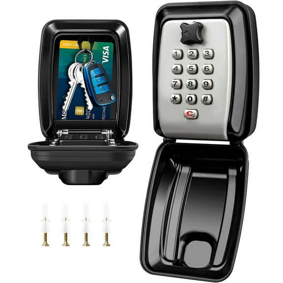 Waterproof Metal Key Lock Box with Resettable Code – Wall Mount Outdoor Key Safe for Home, Office, Garage, Rental, Zinc Alloy Security Box