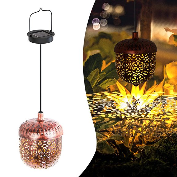 Waterproof Metal Pinecone LED Solar Lanterns for Outdoor Garden, Patio & Pathway Dcor