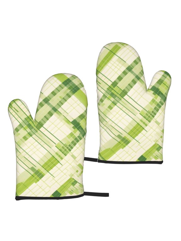 Waterproof Microwave Gloves 2 Pack Heat Resistant Oven Mitt For Kitchen Microwave Bbq Pot Lid Handling Lime Houndstooth Hand-Drawn Sketch_4
