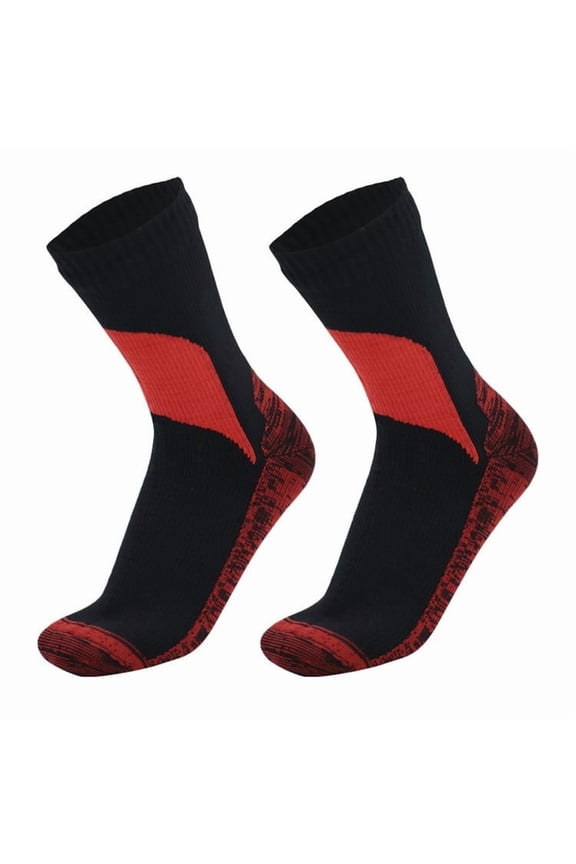 Waterproof Mid-Calf Hiking Socks, Wenini Breathable Outdoor Camping Socks with Advanced Moisture Protection, Lightweight Fast-Drying Athletic Socks for Trekking Skiing Trail Running, Red