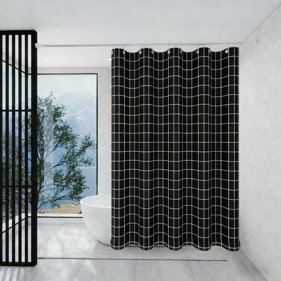 Waterproof Mildew Resistant Shower Curtain, Polyester Bathroom Partition with Grommets, Light Transmitting Privacy Liner for Bathtub Enclosure, Modern Textured Design for Home Bathroom Décor