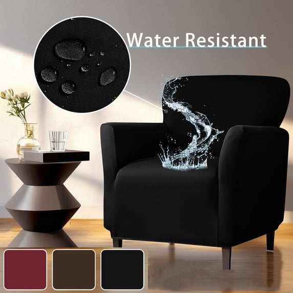 Waterproof Milk Silk Sofa Cover, Elastic Solid Color Couch Protector, High Stretch Full Coverage Slipcover for Single Seater Furniture Home Decor, Durable Fabric, Coffee