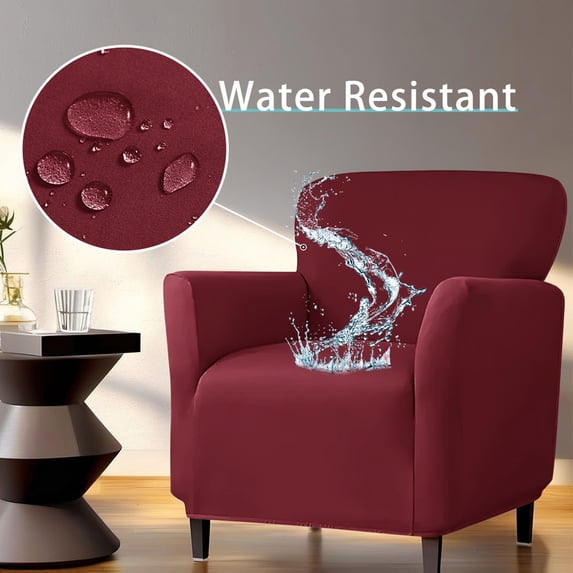 Waterproof Milk Silk Sofa Cover, Elastic Solid Color Couch Protector, High Stretch Full Coverage Slipcover for Single Seater Furniture Home Decor, Durable Fabric, Red