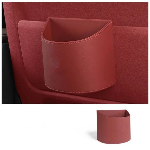 Waterproof Mini Auto Sturdy Trash Can Car Mounted Garbage Bin Without Lid High Quality Leather Material Auto Interior Trash Bin