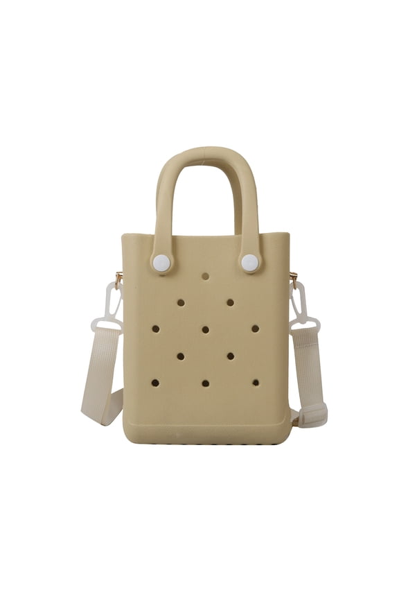 Waterproof Mini Beach Tote, Mini Rubber Travel Bags, Sandproof Handbag for Sports Gym Travel Market Outdoor, Small Beach Tote Bag for Beach Boat Pool Sports, Charms Crossbody Tote(A)