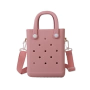 Waterproof Mini Beach Tote, Mini Rubber Travel Bags, Sandproof Handbag for Sports Gym Travel Market Outdoor, Small Beach Tote Bag for Beach Boat Pool Sports, Charms Crossbody Tote