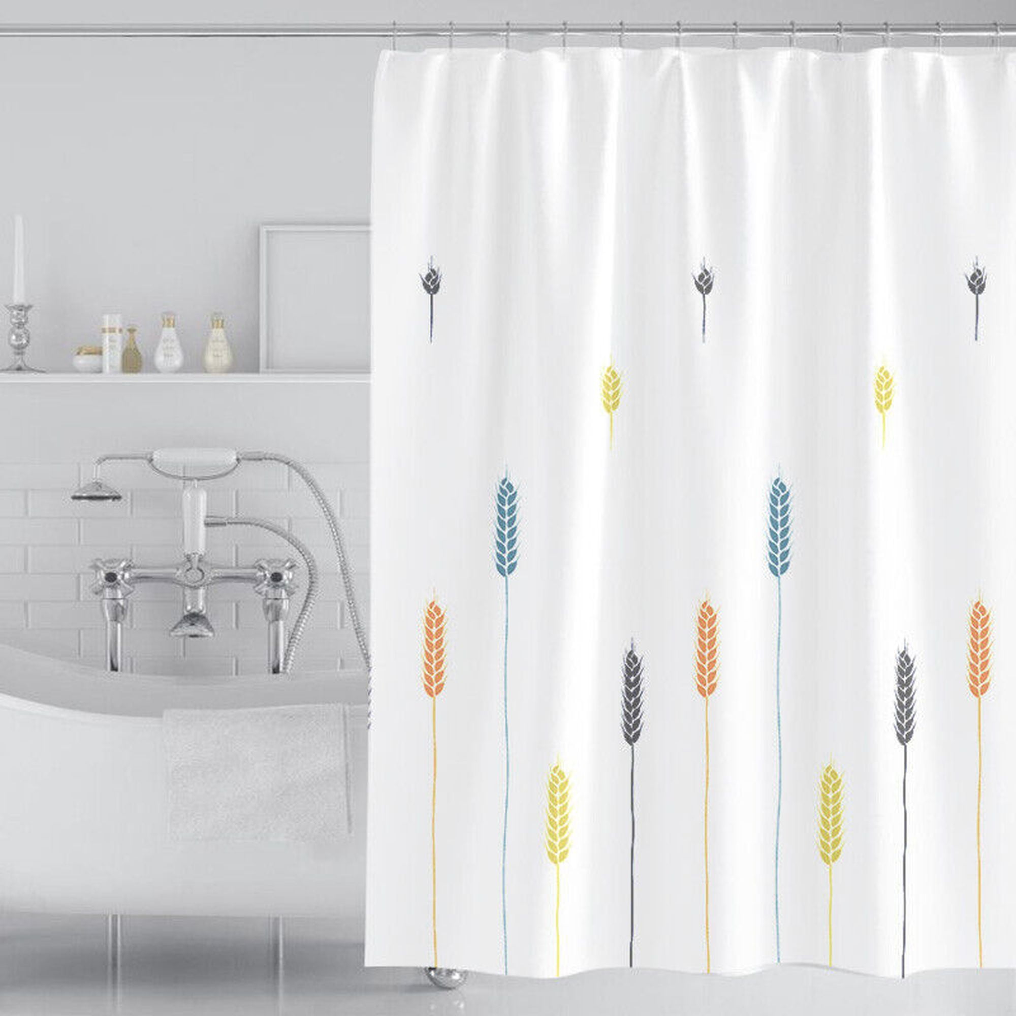 Waterproof MoldProof Shower Curtain Set PerforationFree Partition