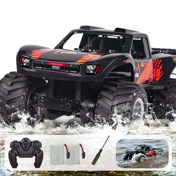 Waterproof Monster Trucks for Boys, 2.4G Amphibious Rc Car, 1:16 Scale All-Terrain Rc Boat for Boys & Adults, 4WD, 2 Rechargeable Batteries, Perfect Christmas Gifts for kids
