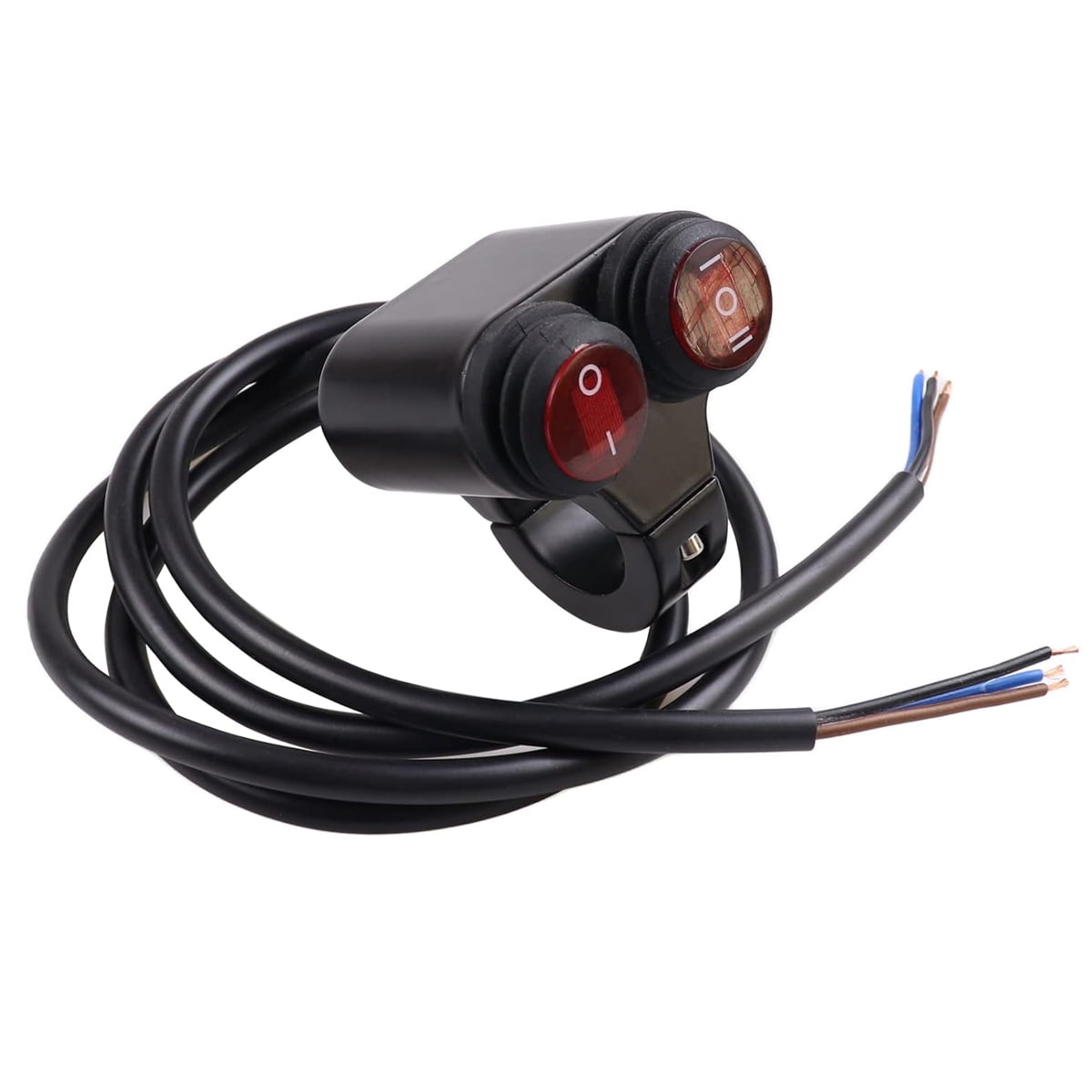 Waterproof Motorcycle Atv 7/8 Light Bar SwitchHandlebar Double Control Kill Button SwitchHeadlight Spotlights Hazard Brake Fog Light On Off Switches 12V 16A (Red)