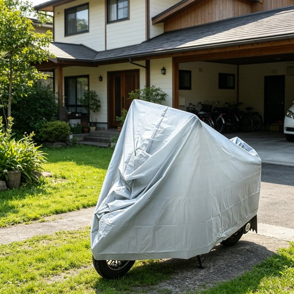 Waterproof Motorcycle Cover All Season, Weatherproof Bike Cover Resists Dust and Rain, Fits Most Scooters and Electric Bikes, Elastic Hem for Secure Fit, Protects Paint and Seat