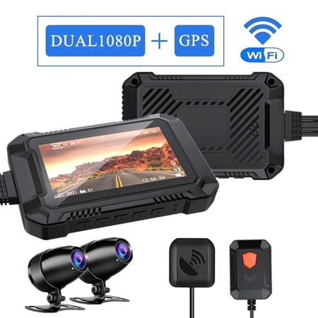 Waterproof Motorcycle Dash Cam 1080P Dual Lens Front and Rear Loop Recording DVR