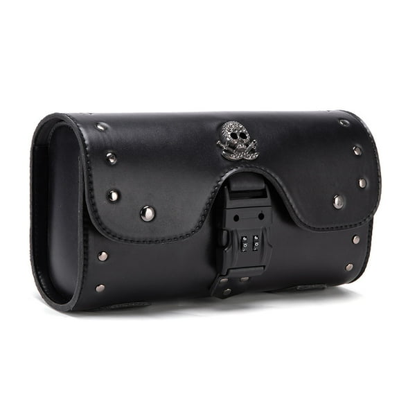 Waterproof Motorcycle Fork Handlebar Bag With Anti Theft Lock PU Leather Storage For Tools Accessories Keys