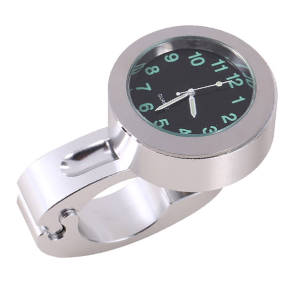 Waterproof Motorcycle Handlebar Clock, Shock Resistant, Silver Finish, Easy Time Viewing