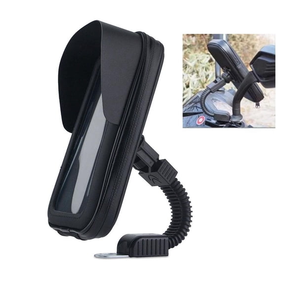 Waterproof Motorcycle Phone Holder Mount with 360° Rotation & Sun Visor - Fits Handlebars