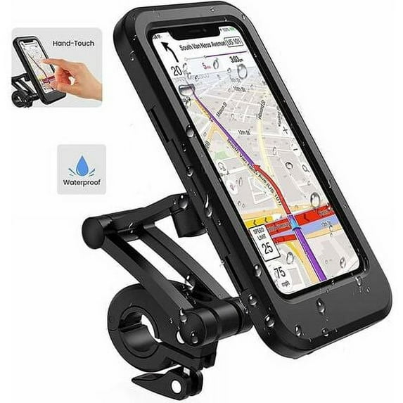 Waterproof Motorcycle Phone Mount, 360° Rotating Scooter Phone Holder with Rain Cover for Secure On-Bike Use Rarida