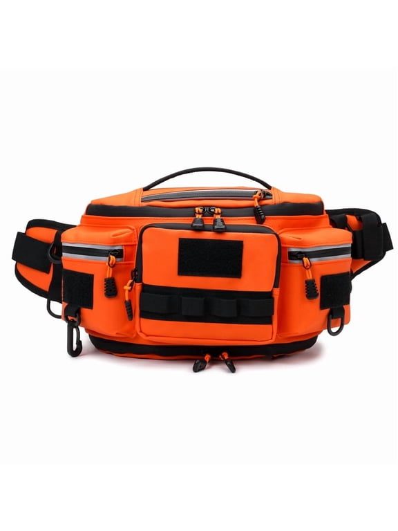 Waterproof Multi Compartment Fishing Waist Bag, Large Storage Crossbody Sling Tackle Fanny Pack for Outdoor Angling Sports
