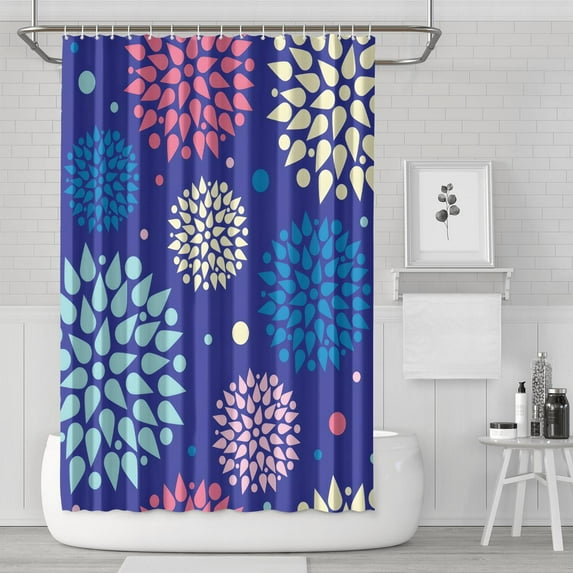 Waterproof Multicolor Floral Flower Abstract Boho Shower Curtain 72x72 Inch Bohemian Style Polyester Unique Shower Curtain for Bathroom Hotel Home Decor with 12 Plastic Hooks