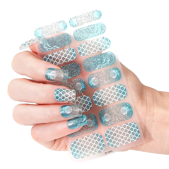 Waterproof Nails Sticker Butterfly Nails Polish Sticker Self-Adhesive Gels Nails Strips with Nails File Nails Decortions