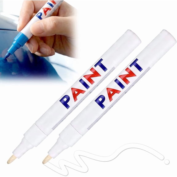 Waterproof Non-Fading Tire Paint Pen, 2026 New Oil-Based Lettering Pen Pens Permanent Markers for Rock Painting Car Tyre Metal, Plastic, Canvas, Wood, Glass (White 2Pc) White 2Pc