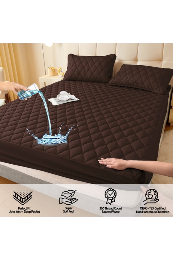 Waterproof Non-Slip Bed Cover,Soft Fibre Mattress Protector,Secure Fixed Design,All-Inclusive Set,Hypoallergenic Material for Sleeping Naked,Dustproof,Easy Installation,Queen Size,Bedroom,MIANHT
