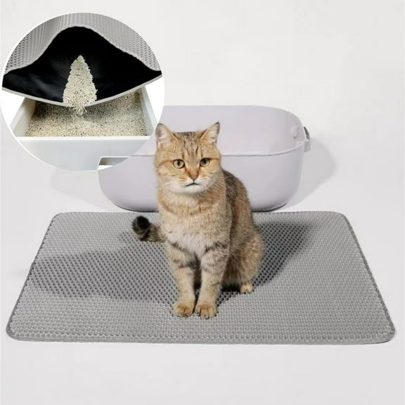 Waterproof Non-Slip Cat Litter Mat Double-Layer Trappe, Easy Clean, Urine Proof, Anti-Slip