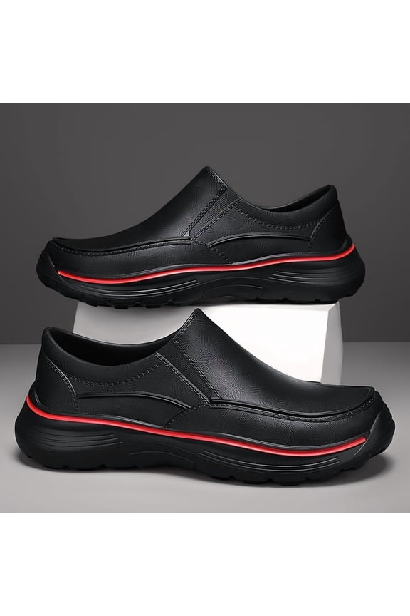 Waterproof Non-Slip Men's Slip-On Work Shoes, Breathable EVA, Casual Style, Low-Top, Round Toe, for Kitchen, Office, Spring/Summer/Autumn/Winter, Black