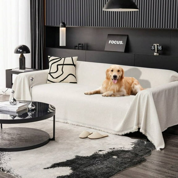 Waterproof Non-Slip Sofa Cover with Tassels, Durable Washable Universal Furniture Protector Throw Blanket for Living Room, Bedroom, Office