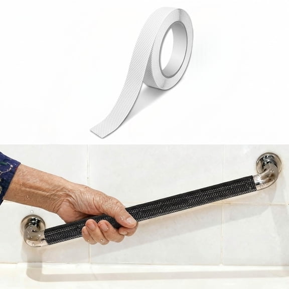Waterproof Non-Slip Tape for Shower Grab Bars, 16.4 Foot Textured Anti-Skid Grip Tape for Metal Bathroom Handrails, White