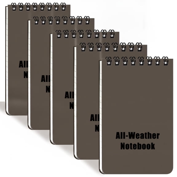 Waterproof Notebook, Tactical All Weather Spiral Notepad, 3x5 Inch Waterproof Grid Paper for Outdoor Activities, Hiking, Camping, Fishing, Military Use, 5 Pack, Clear