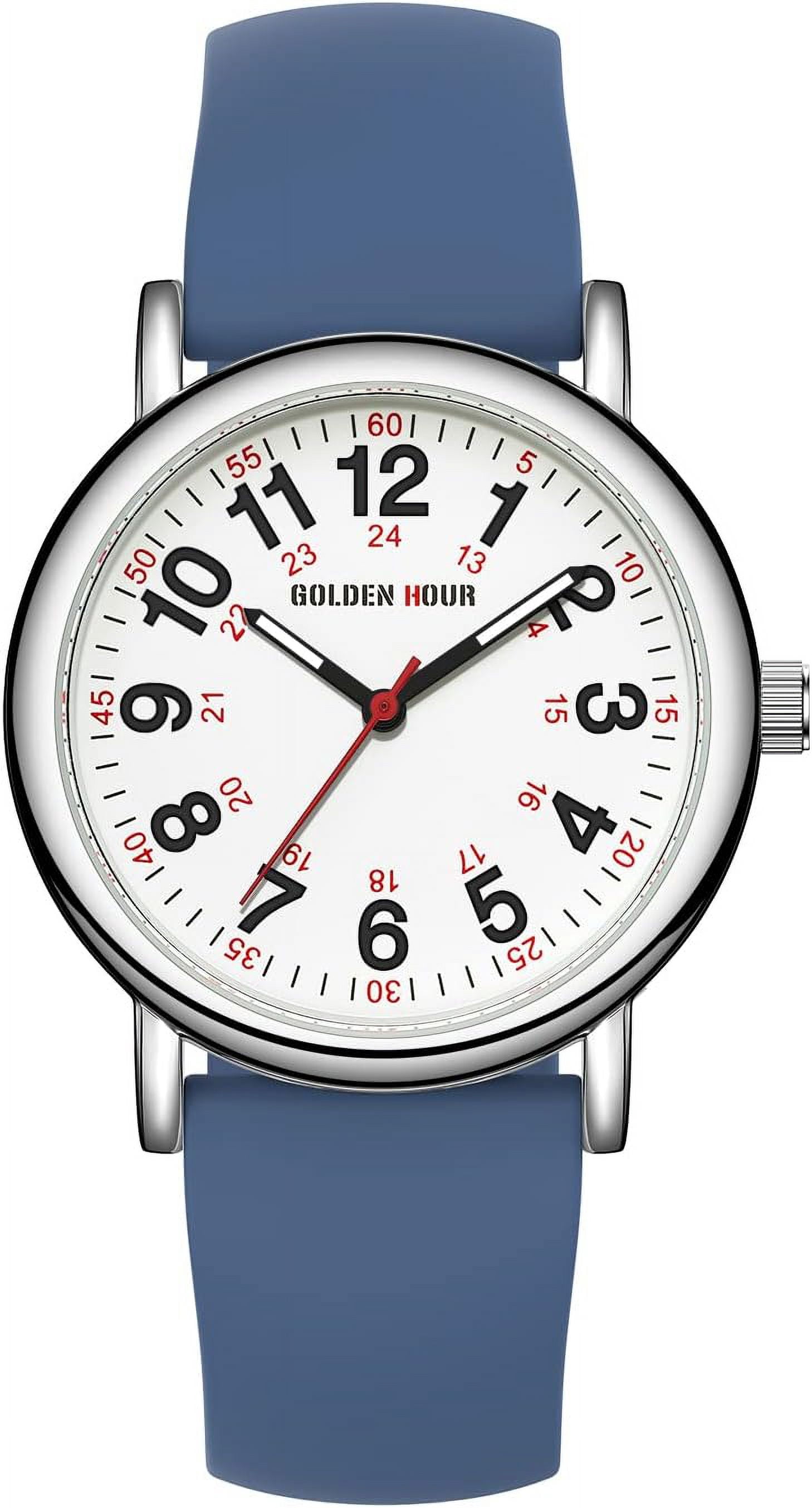 Nurse Watch With Luminous Dial & 24-Hour Time - Waterproof Medical Watch For Professionals