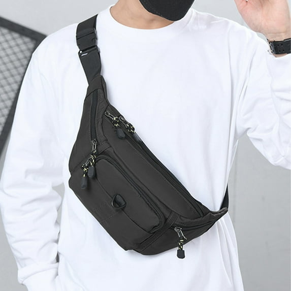 Waterproof Nylon Crossbody Chest Bag for Outdoor Sports Travel Phone Storage 1-Pack