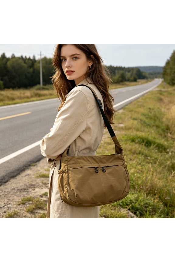Waterproof Nylon Dumpling Tote Bag Large Capacity Crossbody Shoulder Bag, Water Resistant Lightweight Spacious Storage Durable Design, for Commute Travel Gym Shopping Outdoor Daily Use