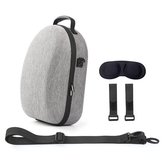 Waterproof Nylon Storage Hard Case for Meta Quest 3, Shockproof Travel Carrying Bag with Cable Ties(Grey)