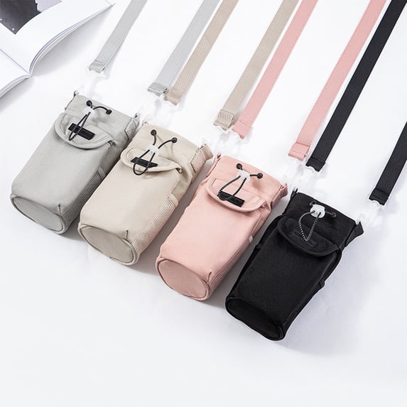 Waterproof Nylon Water Bottle Carrier Bag with Adjustable Strap and Front Pocket for Hiking and Daily Use