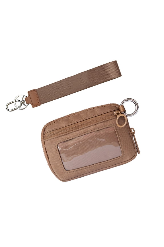 Waterproof Nylon Wristlet Wallet - Zip Card Case with ID Window & Keychain - Multi-Function Compact Pouch for Credit Cards, Coins, Sunglasses - Lightweight Travel Accessory - 3 Zippered Pockets