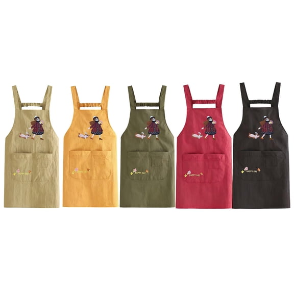 Waterproof Oil-Proof Adjustable Kitchen Apron with Pockets for Cooking Baking Cleaning Workwear Korean Style Unisex Adult Bib Apron,Red